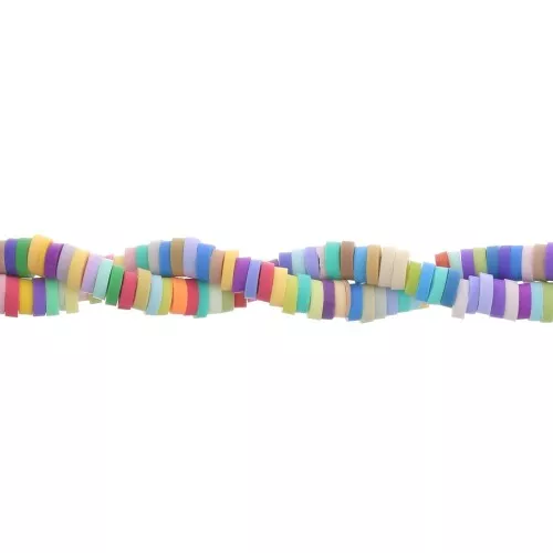Perles Heishi rondelles en pâte polymère 3.5x1 mm - Multicolore x40cm