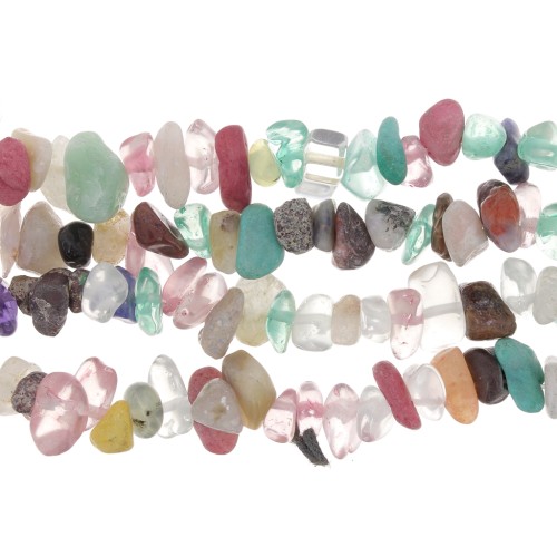 Mix de chips en pierres gemmes & imitation gemmes 8 - 11 mm - Multicolore x80cm