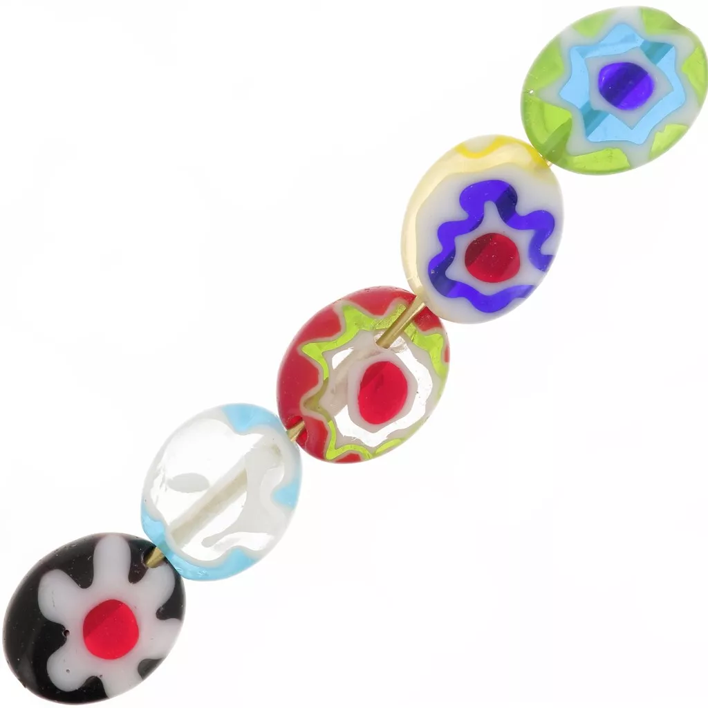 Lot De Perles En Pâte De Verre Millefiori Et Divers Motifs Verts - Origine Inde
