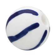 Perles rondes en céramique 10 mm - motif rayures - Blanc - Bleu x4|raw }}