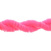 Perles Heishi rondelles en pâte polymère 6x1 mm - Rose fluo x40cm