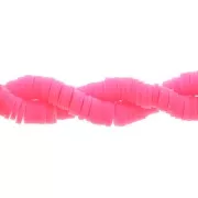 Perles Heishi rondelles en pâte polymère 6x1 mm - Rose fluo x40cm