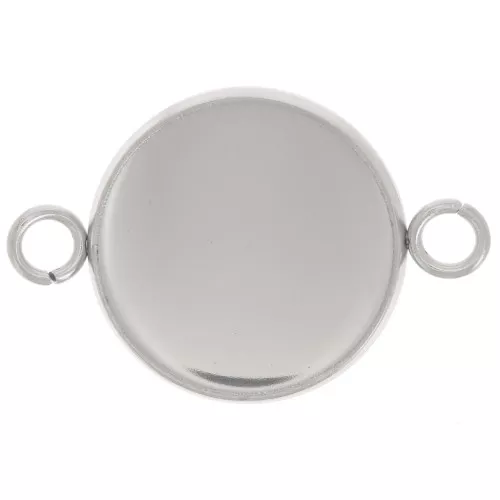 Intercalaire serti pour cabochon fond plat 14 mm - Acier inoxydable 304L x1