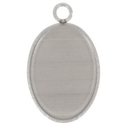 Pendentif serti pour cabochon fond plat 14x10 mm - Acier inoxydable 304 x1|raw }}