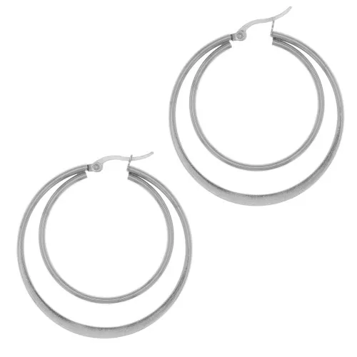 Créoles double fils design 43.5 mm - Acier inoxydable 201 x2