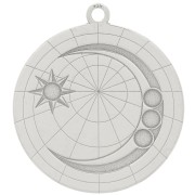 Pendentif rond 22 mm - lune et étoile - cabochon 2 mm - Argent 925 x1|raw }}