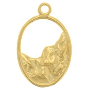 Pendentif ovale évidé martelé 19x12 mm - Argent 925 Doré à l'or fin x1|raw }}