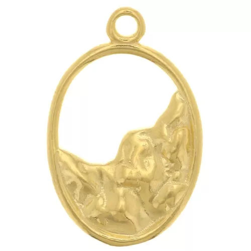 Pendentif ovale évidé martelé 19x12 mm - Argent 925 Doré à l'or fin x1