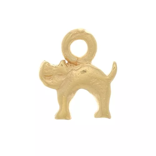 Mini breloque chat 6x5.5 mm - Plaqué Or 3 microns x1