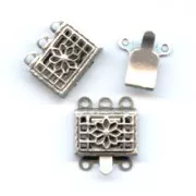 Fermoir 3 rangs 10 mm argenté vieilli x2