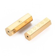 Perle cylindre à motifs avec oxydes de Zirconium  26x9 mm - Acier inoxydable 304 Doré x1