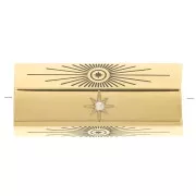 Perle cylindre avec motifs et oxydes de Zirconium 20x9 mm - Acier inoxydable 304 Doré x1