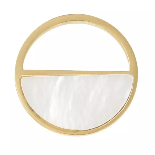 Breloque ronde évidée 12 mm avec nacre - Acier inoxydable 316L Doré x1