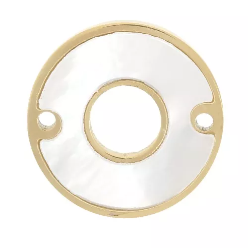 Intercalaire rond évidé 12 mm avec nacre - Acier inoxydable 304 Doré x1