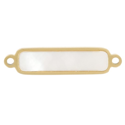 Intercalaire rectangle 18x4 mm avec nacre - Acier inoxydable 316L Doré x1