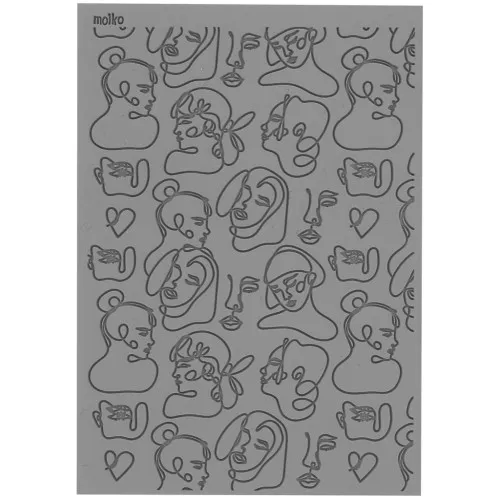 Plaque de texture Moiko pour pâte polymère 97x68 mm - Visages Femmes x1