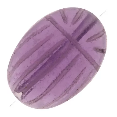 Perle ovale gravée scarabée 14x10 mm en pierre gemme - Améthyste x1