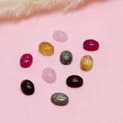 Perle ovale gravée scarabée 14x10 mm en pierre gemme - Améthyste x1