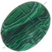 Perle ovale gravée scarabée 16x12 mm en imitation pierre gemme - Malachite x1|raw }}