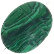 Perle ovale gravée scarabée 16x12 mm en imitation pierre gemme - Malachite x1