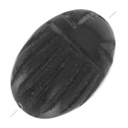 Perle ovale gravée scarabée 14x10 mm en pierre gemme - Onyx Noir x1|raw }}