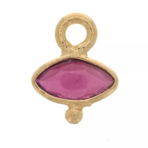 Breloque oeil gemme teintée facettée & petite boule 8x7 mm Doré Or fin - imit Ruby