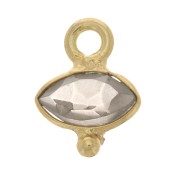 Breloque oeil facettée et petite boule 8x7mm - Doré à l'or fin - Quartz fumé x1