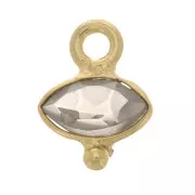 Quartz fumé - Breloque oeil facettée et petite boule 8x7mm - Doré à l'or fin - Quartz fumé x1 Breloque oeil facettée et petite boule 8x7mm - Doré à l'or fin - Quartz fumé x1