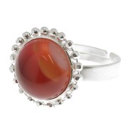 Bague boules diamantées - cabochon fond plat 12 mm Taille 54 à 58 - Argenté x1