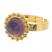 Bague boules diamantées - cabochon fond plat 8 mm Taille 54 à 58 - Doré à l'or fin