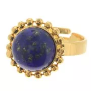 Bague boules diamantées - cabochon fond plat 10mm Taille 54 à 58 - Doré à l'or fin