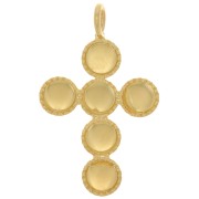 Pendentif croix 25x15 mm pour 6 cabochons fond plat 4 mm - Doré à l'or fin x1|raw }}