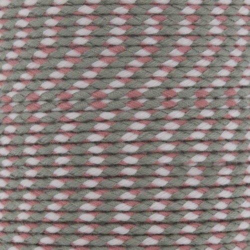 Cordon en coton tressé 2 mm - Gris - Vieux rose - Rose clair x1m