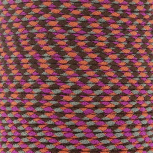 Cordon en coton tressé 2 mm - Fuchsia - Orange - Gris - Marron x1m