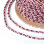 Cordon en coton tressé 2 mm - Fuchsia - Orange - Gris - Marron x1m