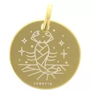 Breloque ronde 13.5 mm - signe astrologique Scorpion - Argent 925 Doré x1