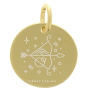 Breloque ronde 13.5 mm - signe astrologique Sagittaire - Argent 925 Doré x1|raw }}