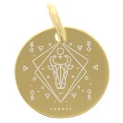 Breloque ronde 13.5 mm - signe astrologique Taureau - Argent 925 Doré x1|raw }}