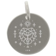 Breloque ronde 13.5 mm - signe astrologique Lion - Argent 925 x1|raw }}