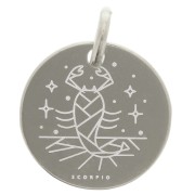 Breloque ronde 13.5 mm - signe astrologique Scorpion - Argent 925 x1