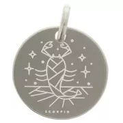 Breloque ronde 13.5 mm - signe astrologique Scorpion - Argent 925 x1