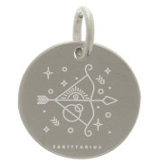 Breloque ronde 13.5 mm - signe astrologique Sagittaire - Argent 925 x1|raw }}