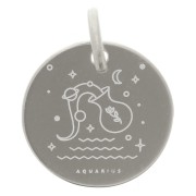 Breloque ronde 13.5 mm - signe astrologique Verseau - Argent 925 x1|raw }}