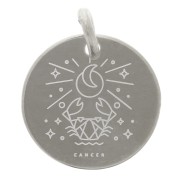 Breloque ronde 13.5 mm - signe astrologique Cancer - Argent 925 x1|raw }}