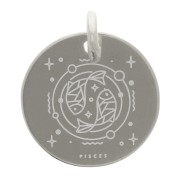 Breloque ronde 13.5 mm - signe astrologique Poisson - Argent 925 x1|raw }}