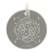 Breloque ronde 13.5 mm - signe astrologique Poisson - Argent 925 x1