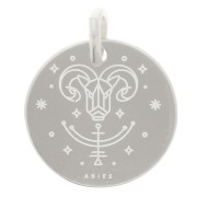 Breloque ronde 13.5 mm - signe astrologique Bélier - Argent 925 x1|raw }}