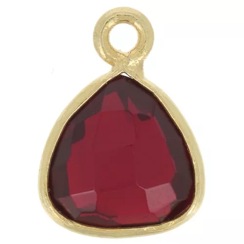 Breloque triangle 12x9mm en pierre gemme facettée - Doré à l'or fin - Grenat x1