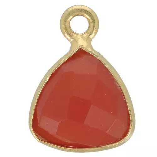 Breloque triangle 12x9 mm pierre gemme facettée teintée Doré Or fin imit Cornaline