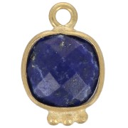 Breloque carrée 14x9mm en pierre gemme facettée - Doré à l'or fin - Lapis lazulix1